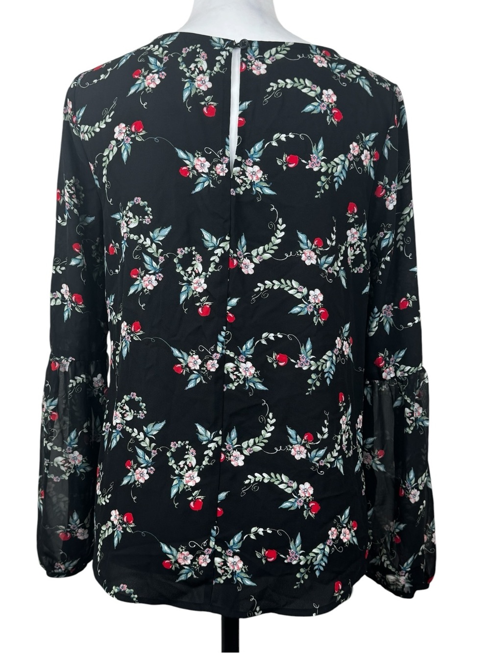 Disney x Lauren Conrad Black Snow White Red Apple Sequin Long Sleeve Blouse Top - Picture 7 of 10
